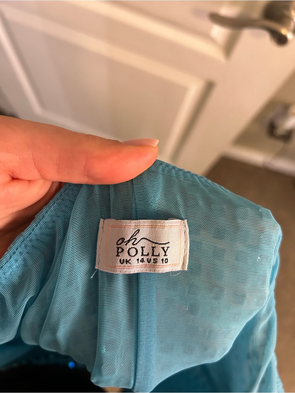 Oh Polly Embellished Halterneck Mini Dress in Aqua Blue - Picture 4 of 6